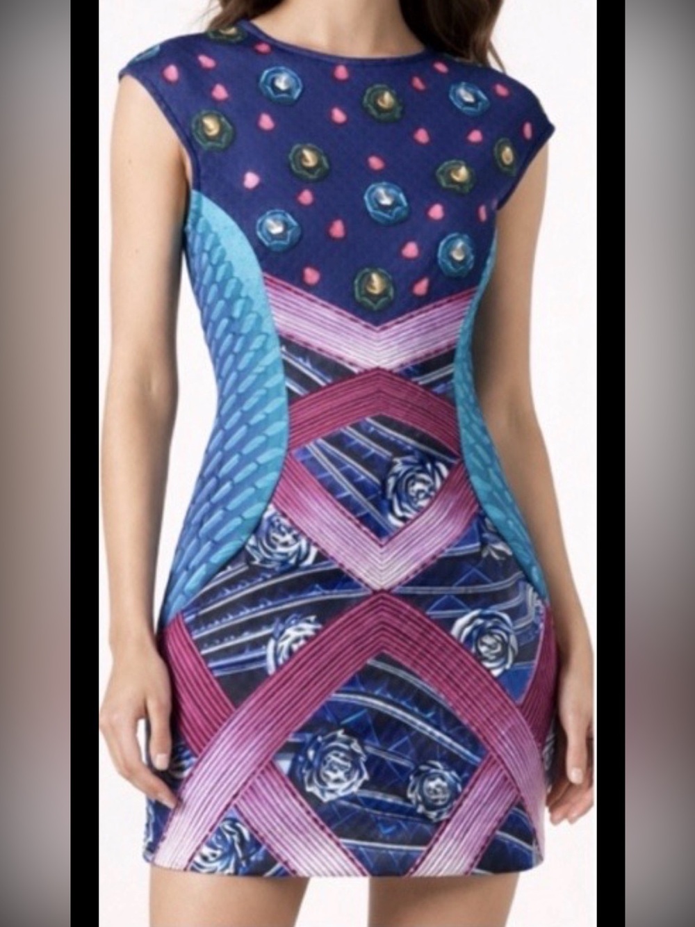 Mary Katrantzou x Adidas Originals Graphic Print Bodycon Mini Dress XL
